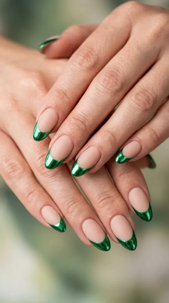 Green Chrome French Tips