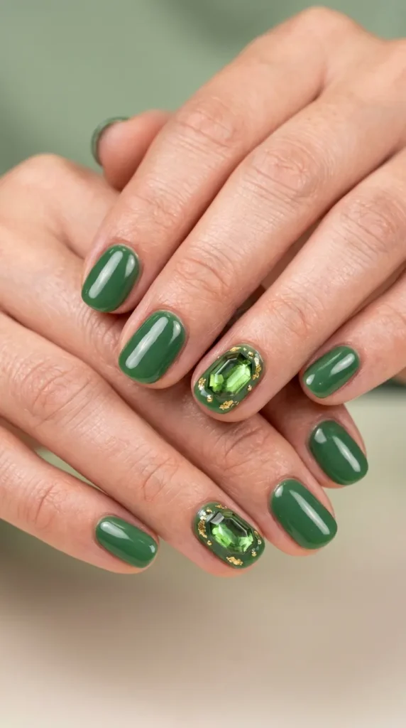 Green Gemstone Accent Nails