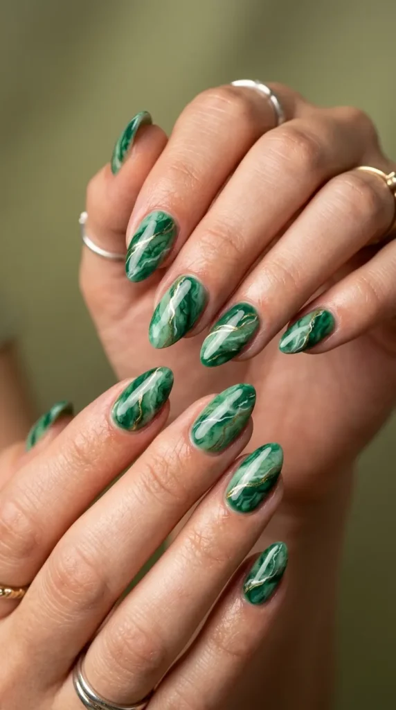 Green Marble Stone Nails