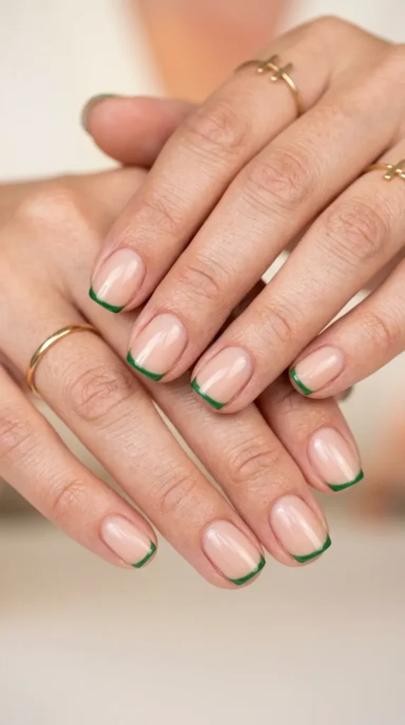Green Micro French Nails