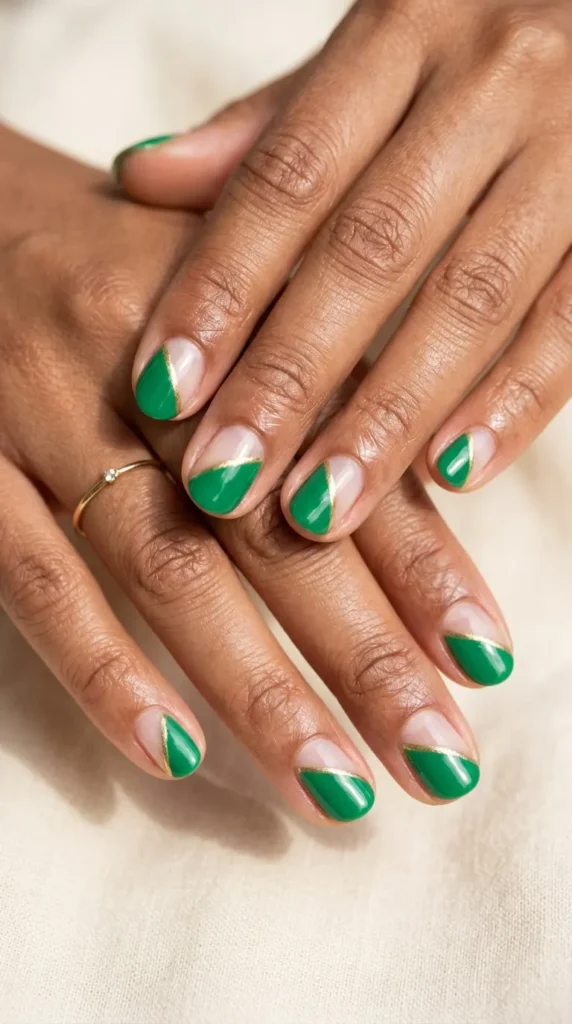 Green Negative Space Nails