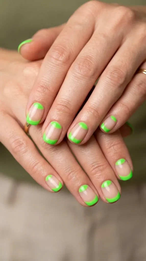 Green Reverse French Manicure