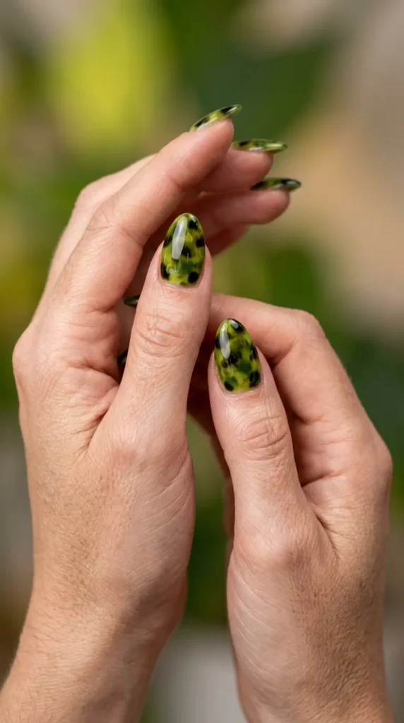 Green Tortoise Shell Nails