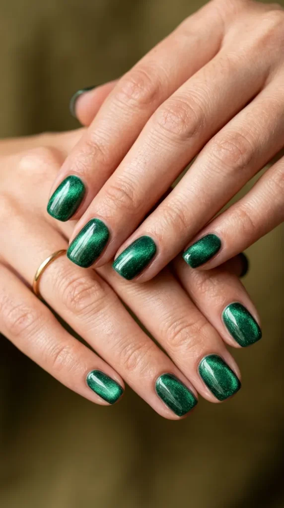 Green Velvet Magnetic Nails
