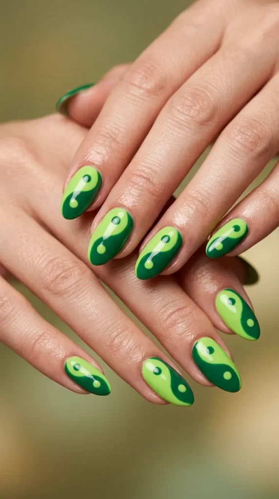 Green Yin Yang Nails
