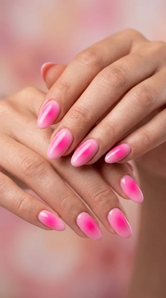 Hot Pink Aura Nails