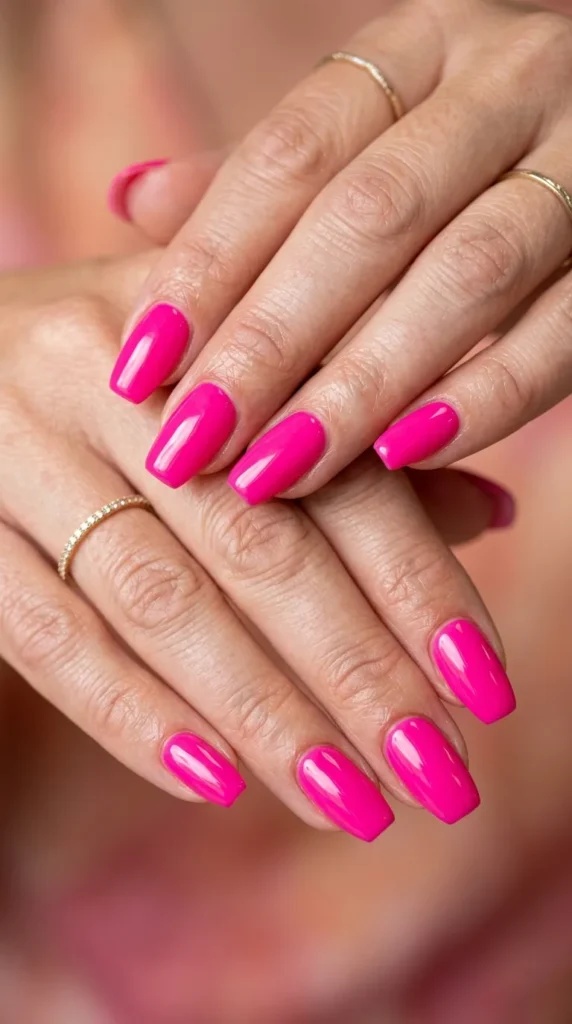 Hot pink Barbie core nails