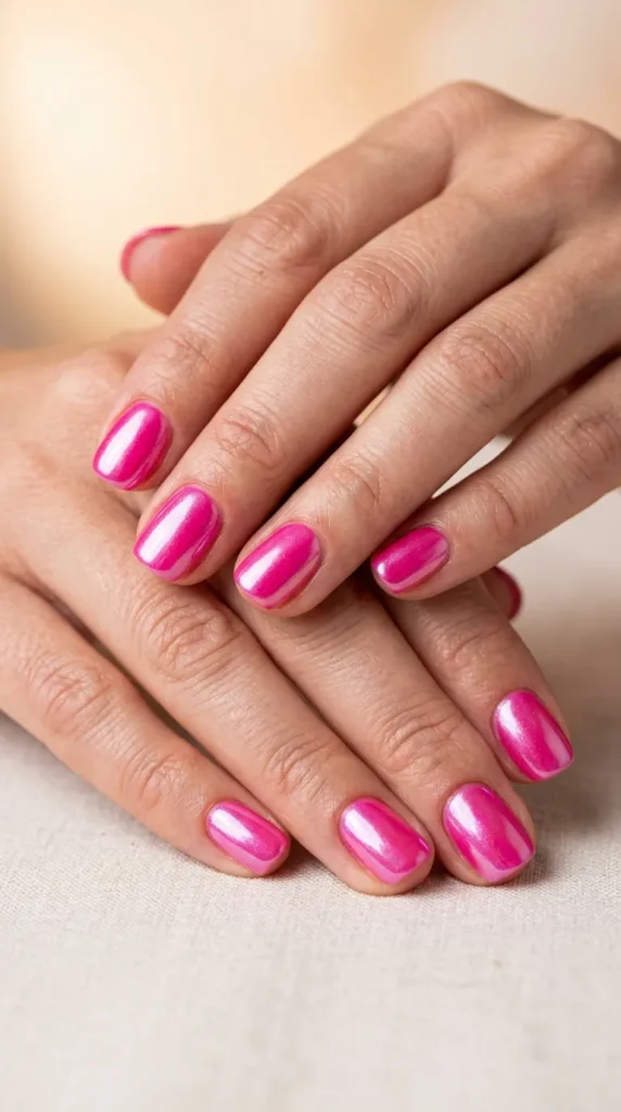 Hot Pink Glazed Nails