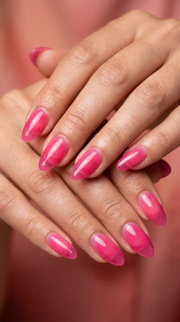 Hot Pink Jelly Nails
