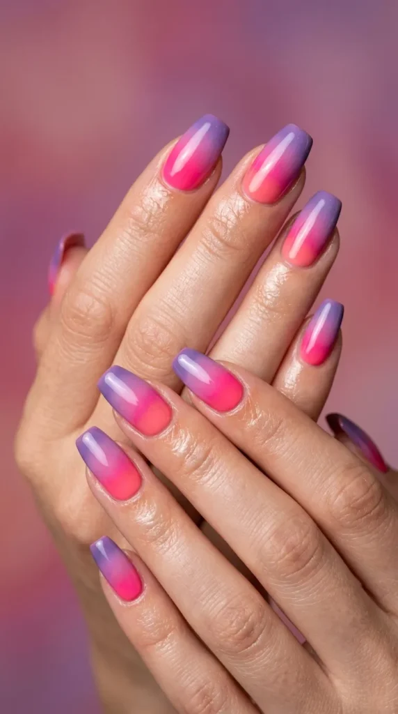 Hot Pink Sunset Gradient Nails