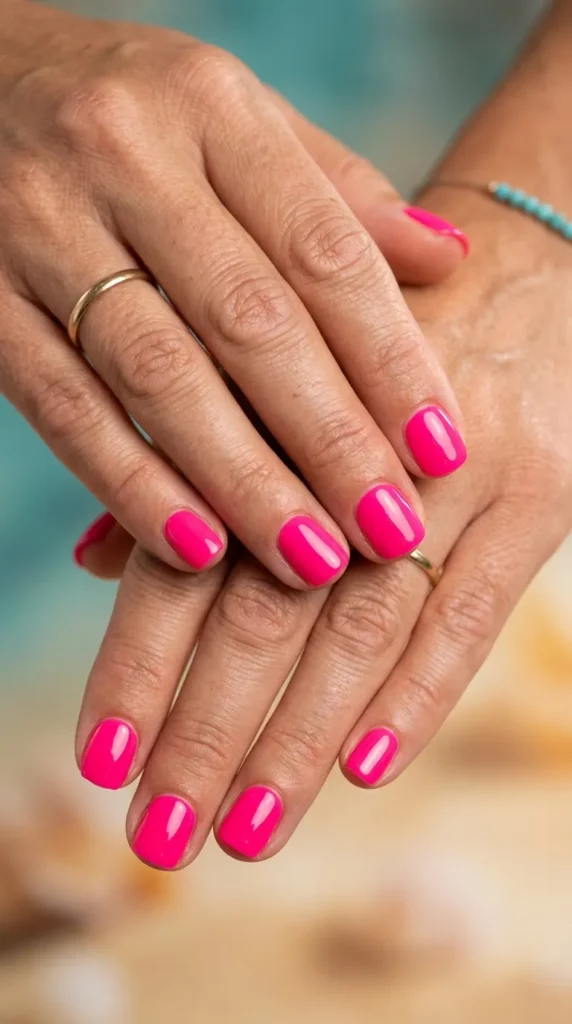 Hot Pink Vacation Nails