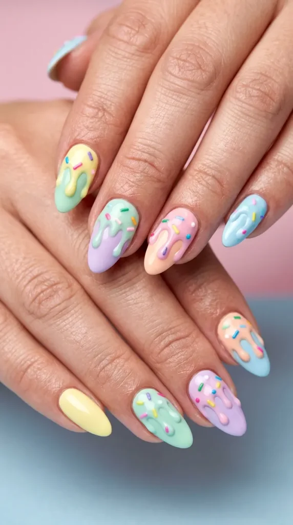 Ice Cream Drip Nails