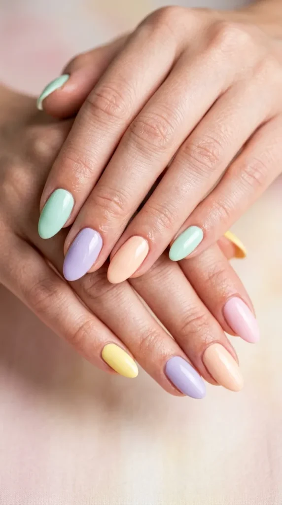ice cream pastel mix and match nails
