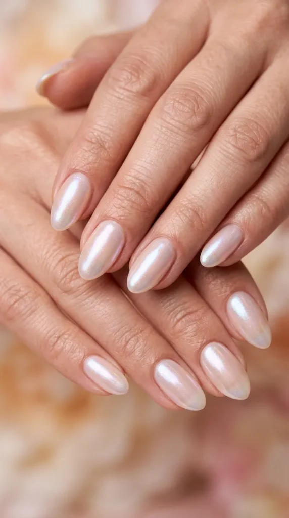 Iridescent pearl shine nails