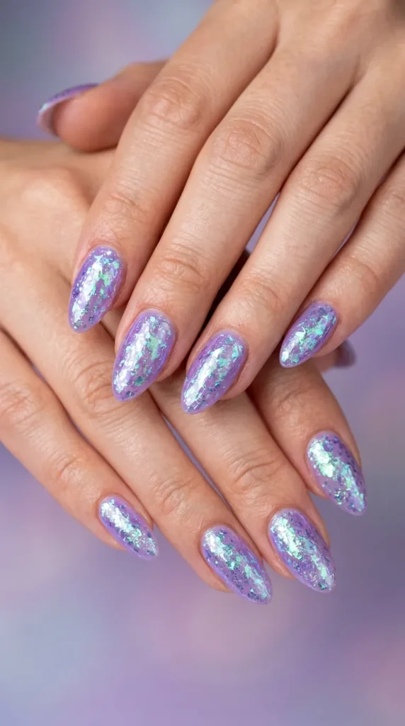 Iridescent Purple Mermaid Nails