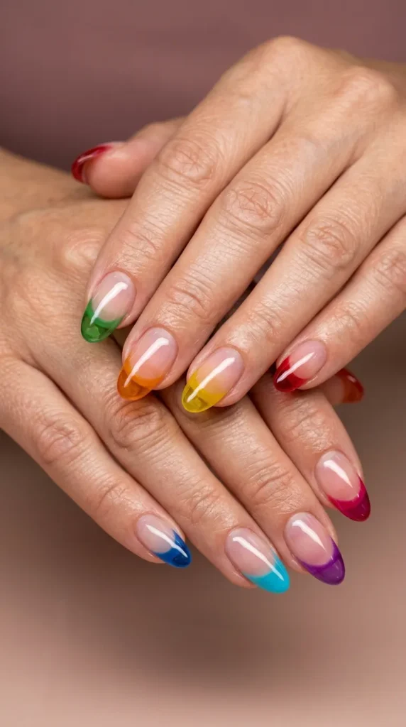 Jelly Rainbow French Nails
