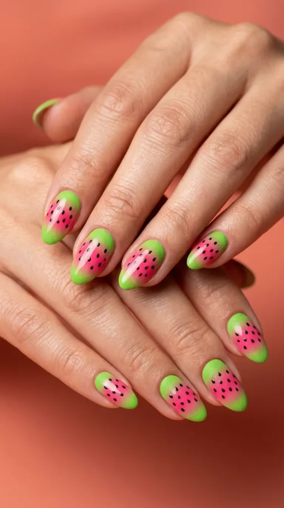 Juicy Watermelon Nail Design