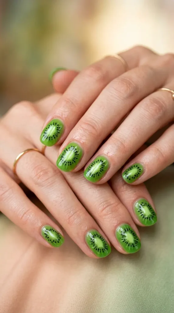 Kiwi Fruit Nail Art