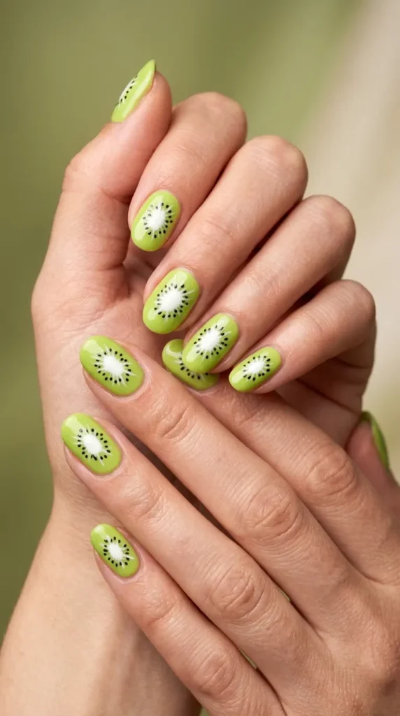 Kiwi-Inspired Nail Art