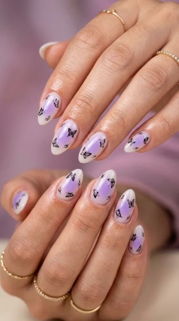 Lavender Butterfly Aura Nails