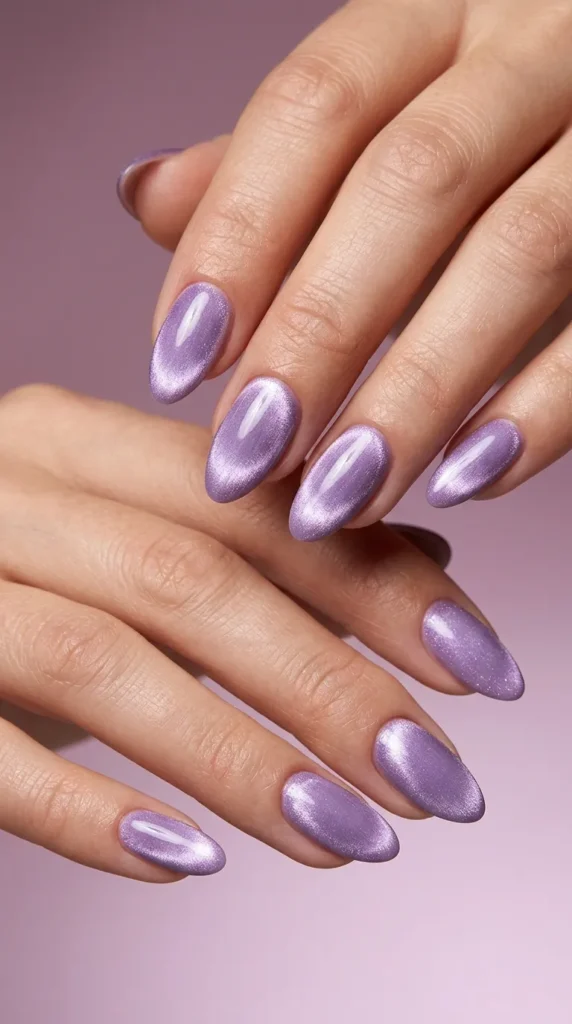 Lavender Cat Eye Magnetic Nails