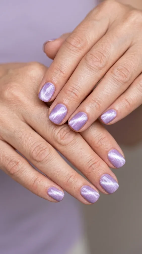 Lavender Cat Eye Short Nails