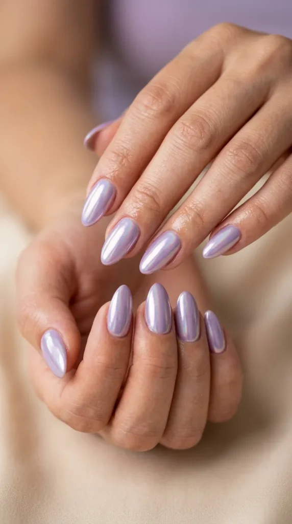 Lavender chrome nails