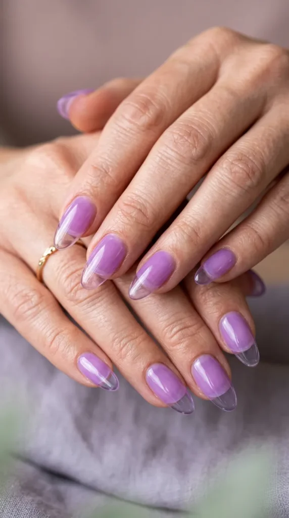 Lavender glass nails with jelly transparency