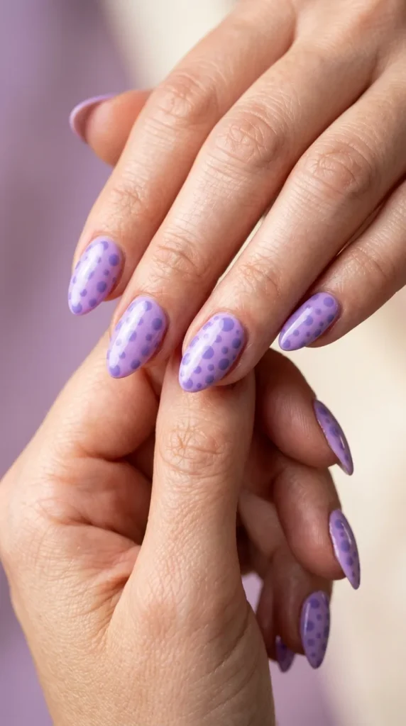 Lavender Polka Dot Summer Nails