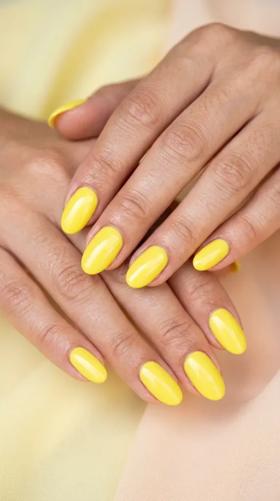 Lemon Yellow Glossy Nails