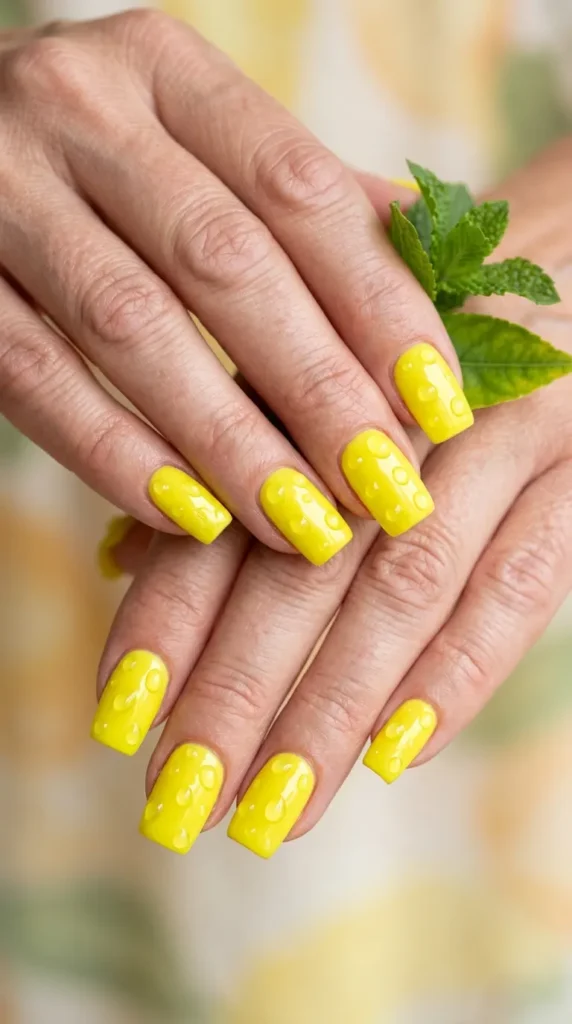 Lemon Zest Square Nails
