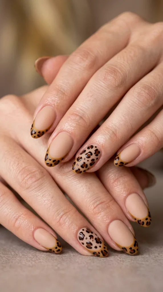 Leopard Print French Tips