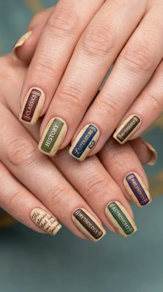 Library Book Aesthetic Nails