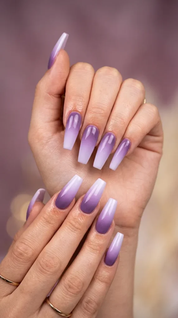 Lilac Ombre Coffin Nails