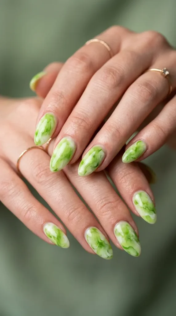 Lime Blooming Gel Nails