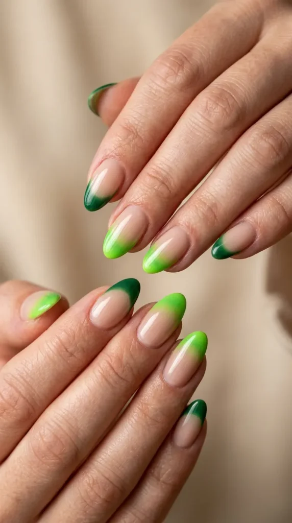 Lime Gradient French Tips