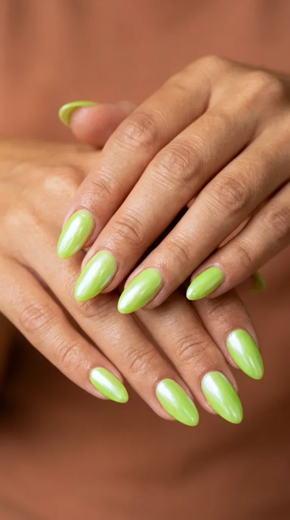 Lime Green Glazed Nails