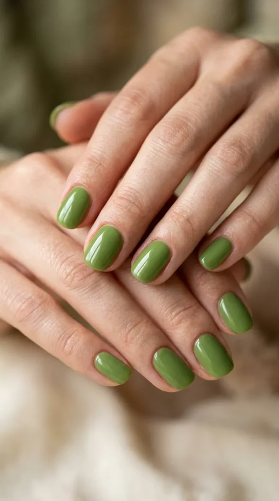 Matcha Green Glossy Nails