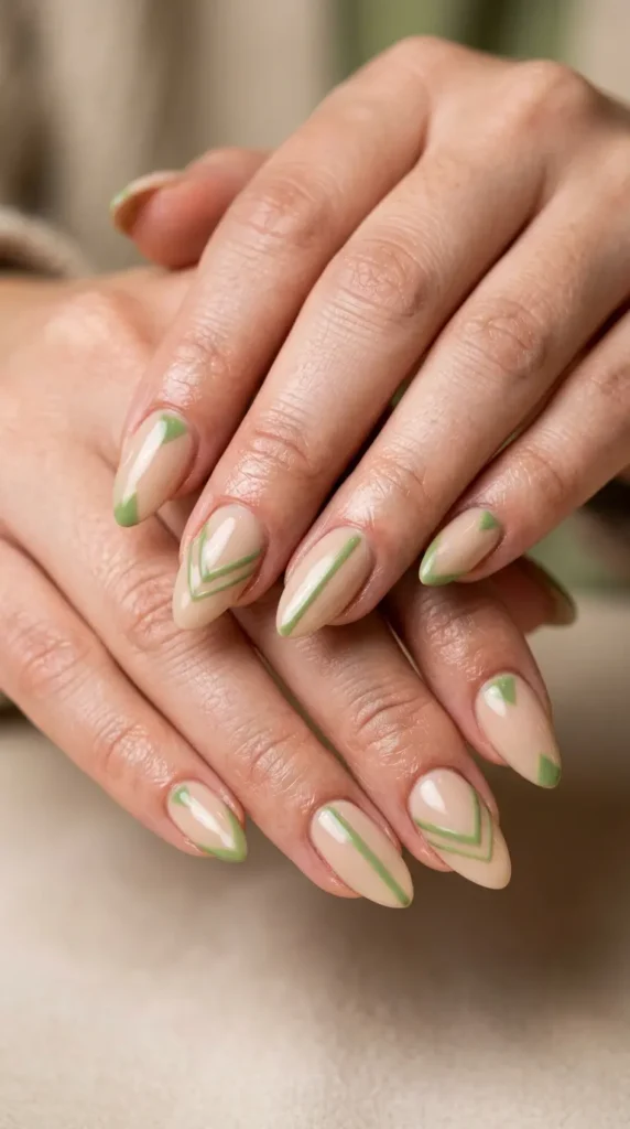 Matcha Latte Minimalist Nails