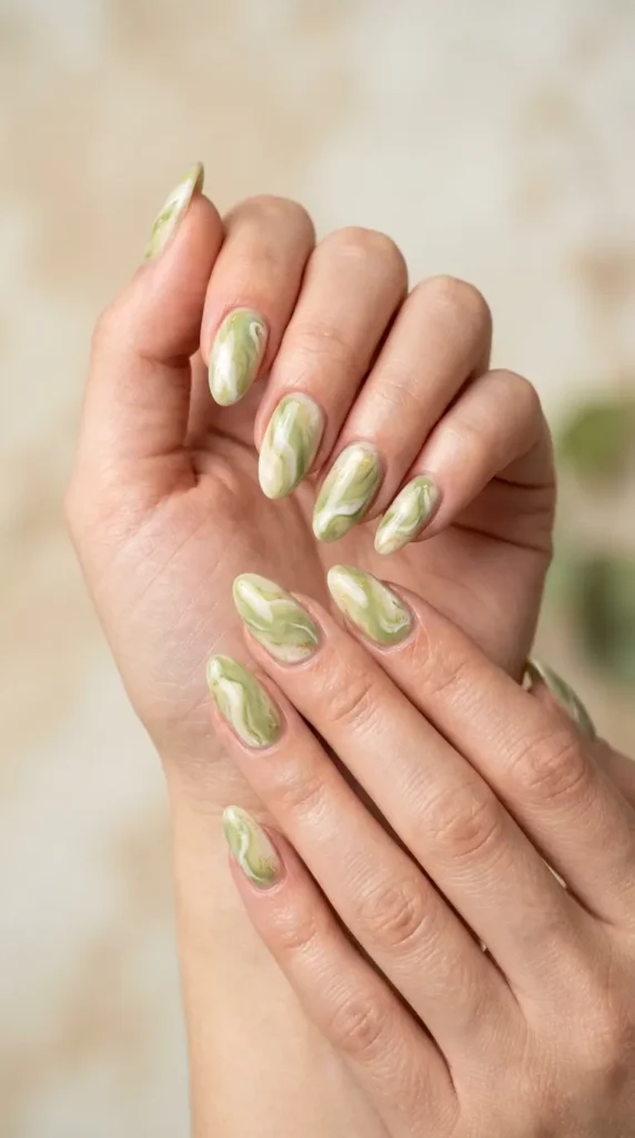 Matcha Marble Nails