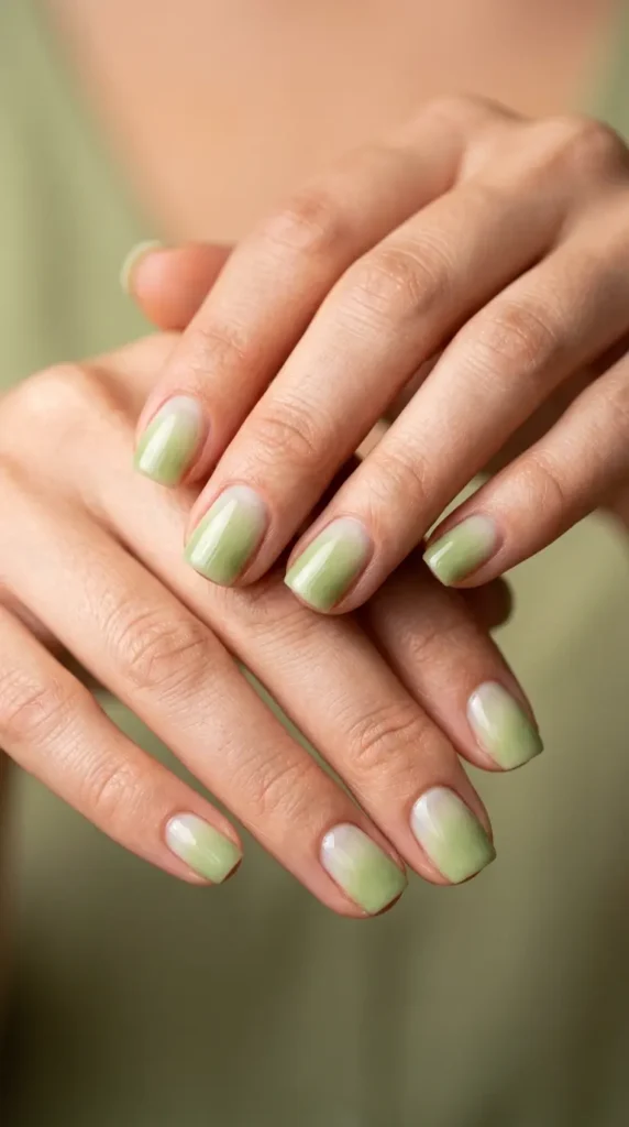 Matcha Milk Minimalist Nails