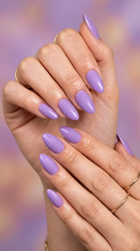 Matte lavender to glossy tips ombre