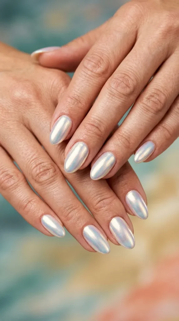 Mermaid Pearl Chrome Nails