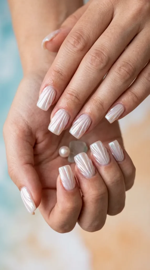 Mermaid Pearl Square Nails