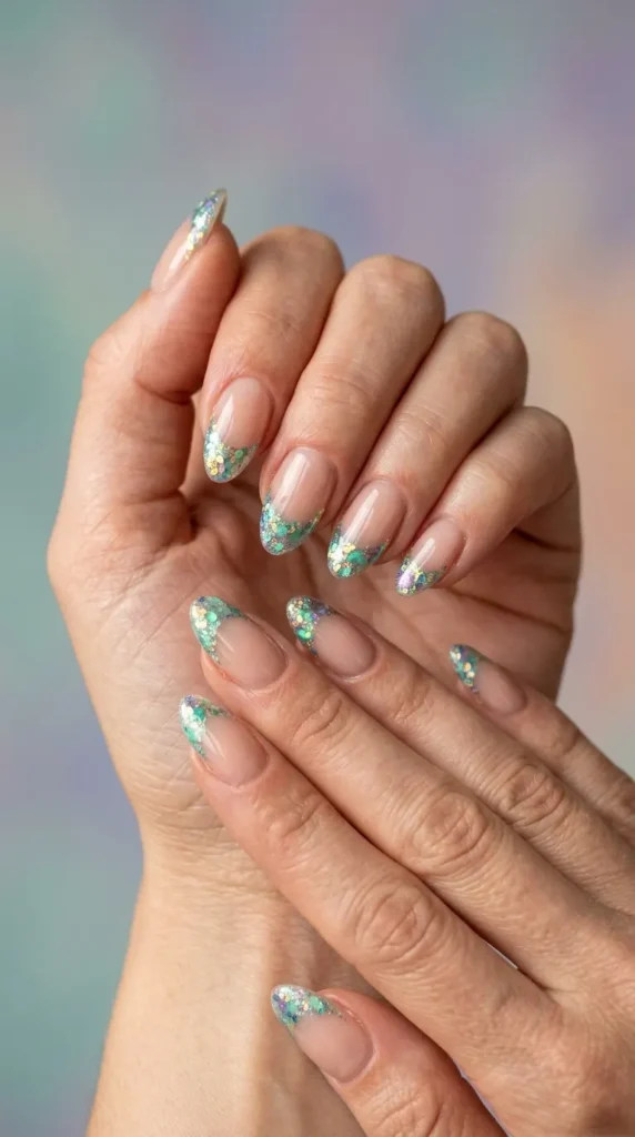 Mermaid Rainbow French Nails