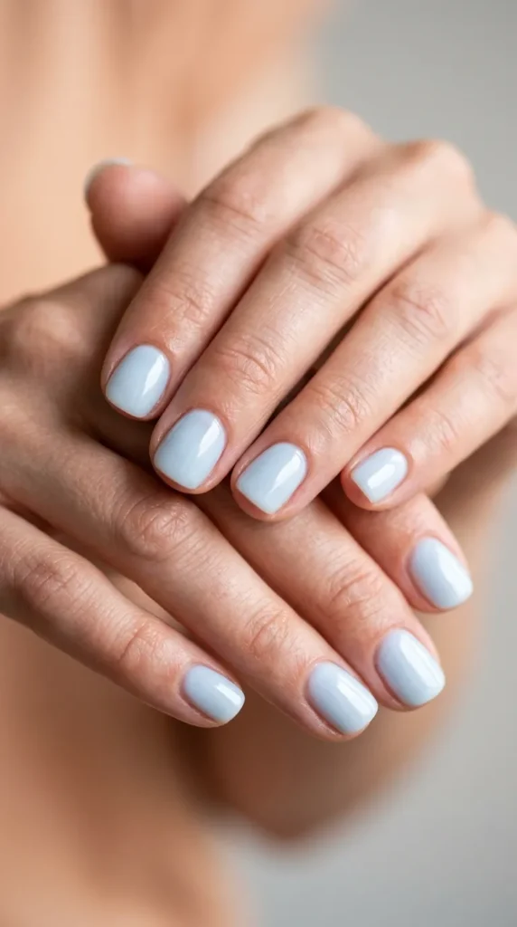 Milky Blue Summer Nails