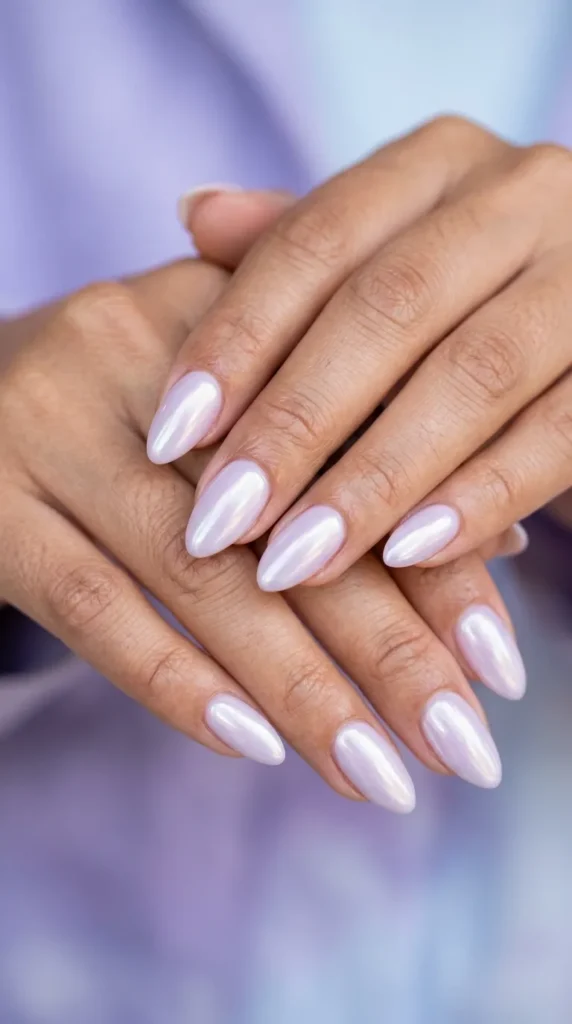 Milky Lavender Glazed Nails