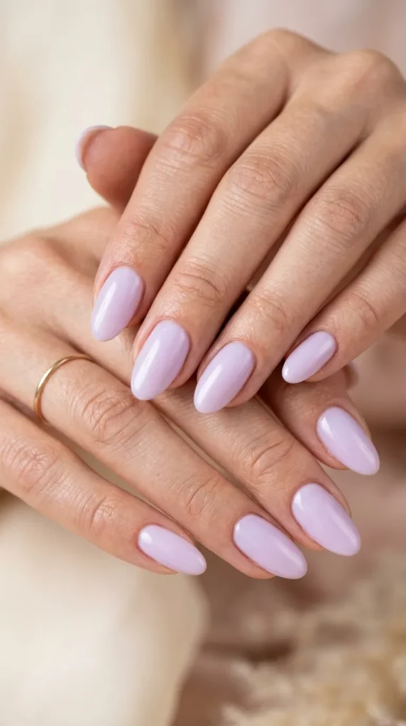 Milky Lavender Nails