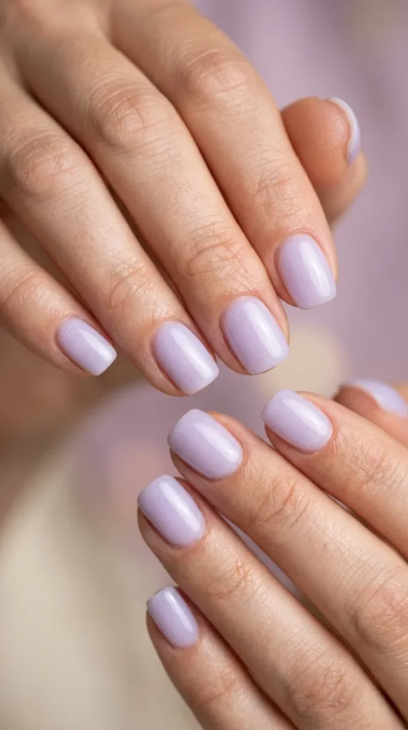 Milky Lavender Short Nails