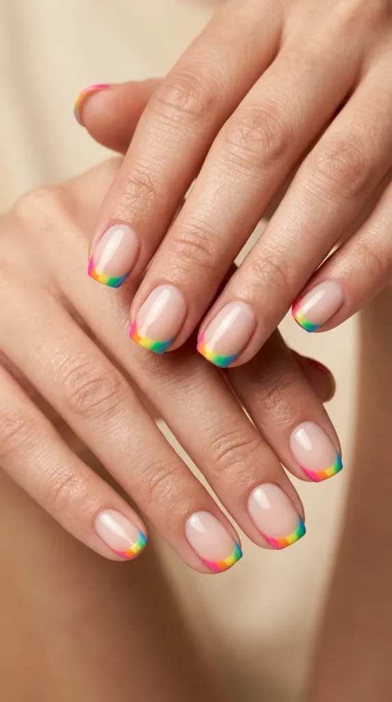 Milky Nude with Rainbow Tips